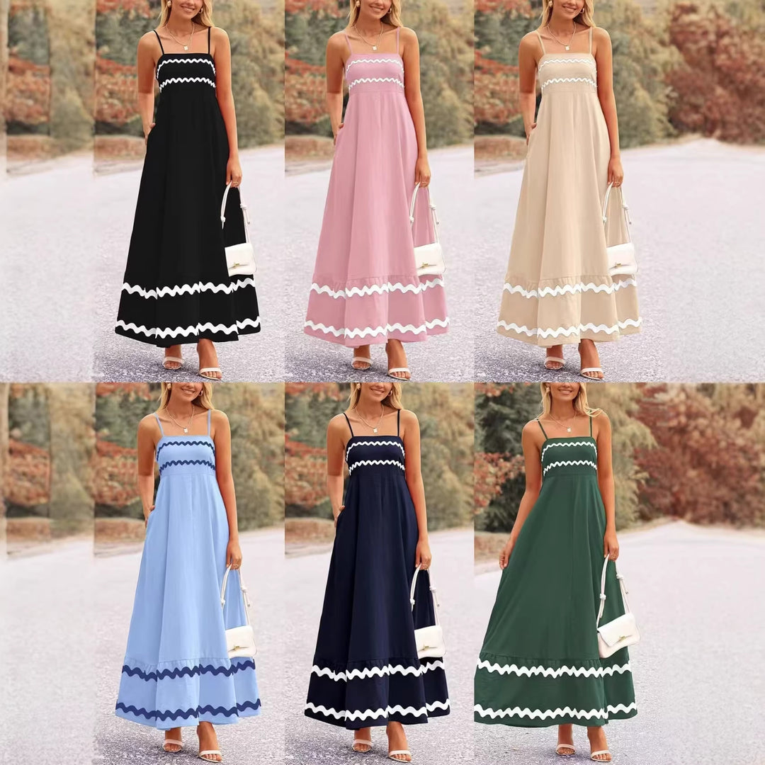 Damen Maxikleid mit eleganten Zierhörnchen und verstellbaren Trägern Echo Archiv