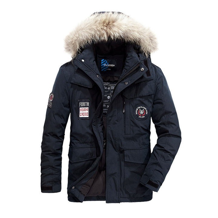 Herren Winterparka mit abnehmbarer Kapuze und Kunstfellbesatz wasserabweisend multifunktionale Taschen Echo Archiv