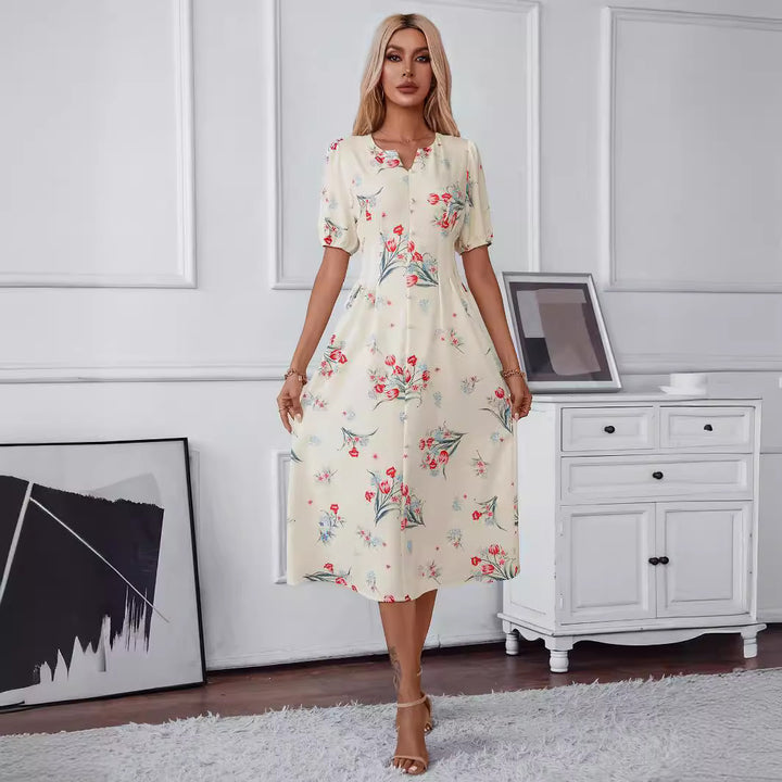 Damen Midi-Kleid mit floralen Akzenten Echo Archiv