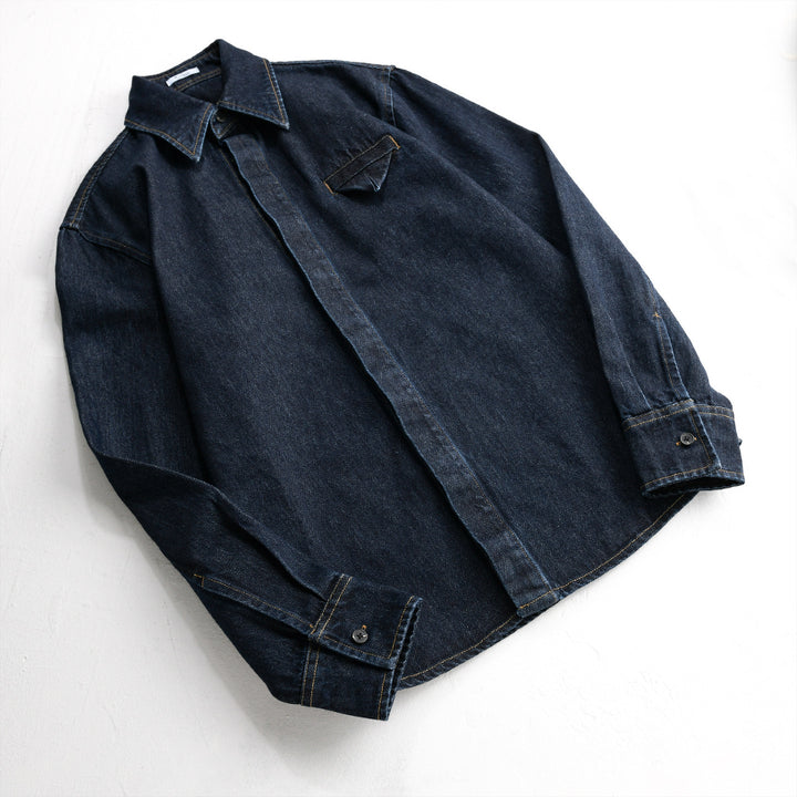 Herren Denim-Overshirt im Worker-Stil mit verdeckter Knopfleiste Echoarchiv