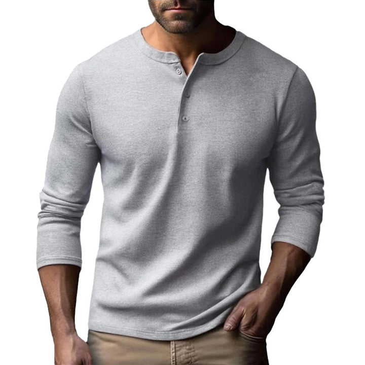 Herren Langarm-Henley-Shirt aus atmungsaktivem Baumwollmix – Arvello