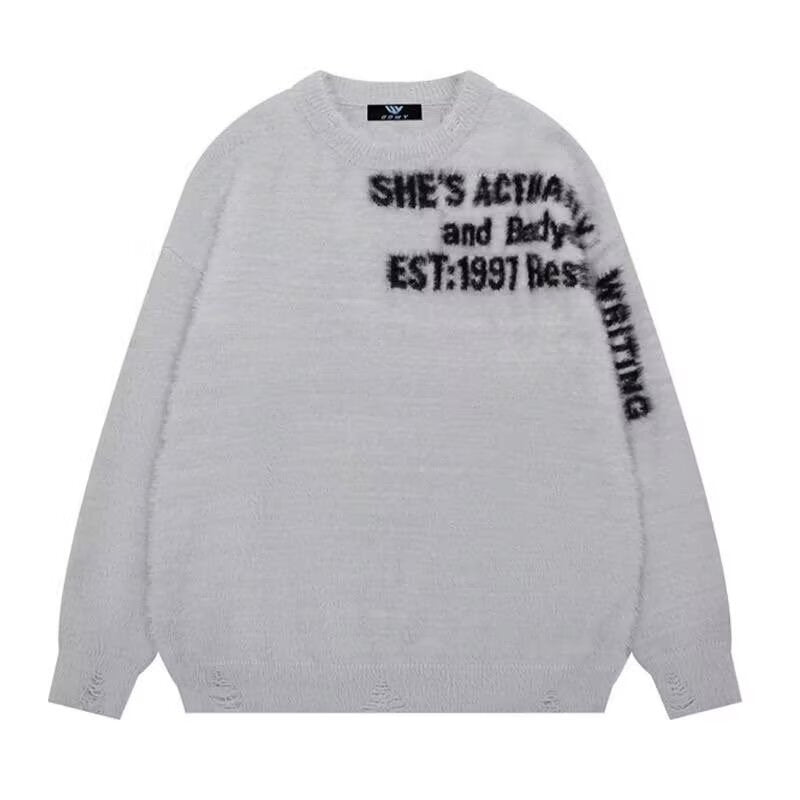 Damen Lässiger Oversized Pullover mit grafischem Print Echoarchiv