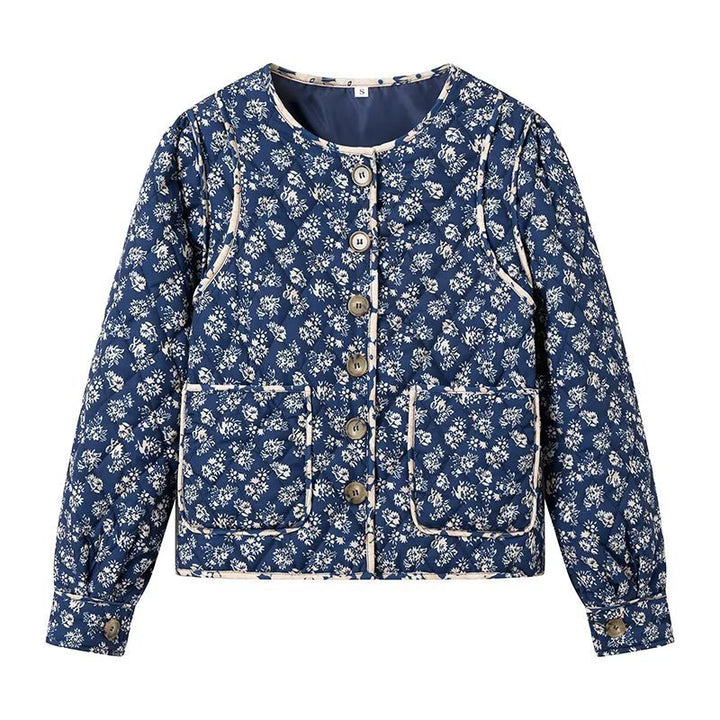 Damen Steppjacke mit floralem Allover‑Muster, rundem Ausschnitt und aufgesetzten Taschen Echo Archiv