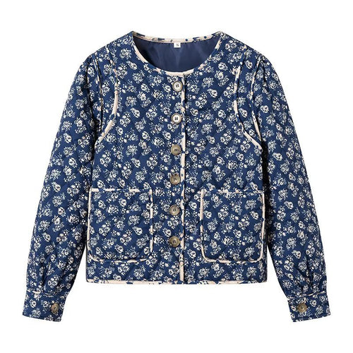 Damen Steppjacke mit floralem Allover‑Muster, rundem Ausschnitt und aufgesetzten Taschen Echo Archiv