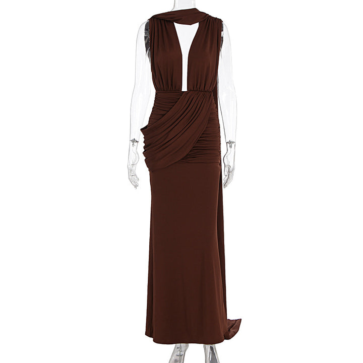Damen bodenlanges Wickelkleid mit raffinierten Drapierungsdetails und elegantem V-Ausschnitt Echo Archiv
