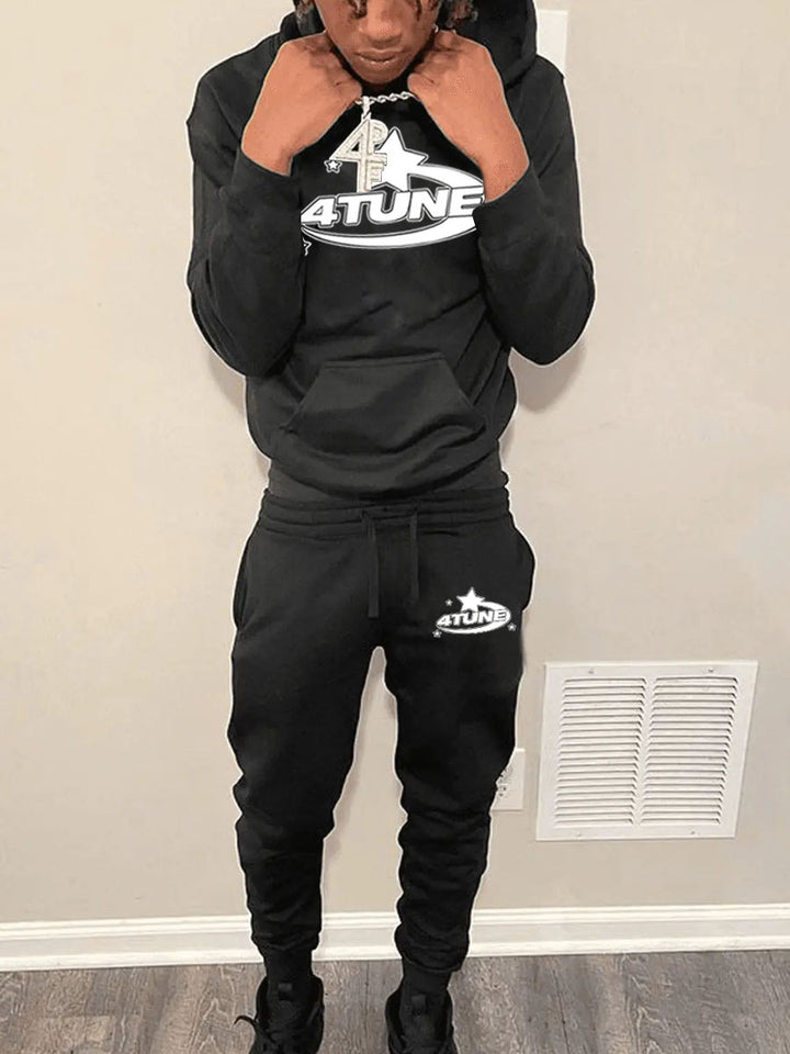 Herren Sportlicher Hoodie und Jogginghose Set mit kreativem Logo Druck Echoarchiv
