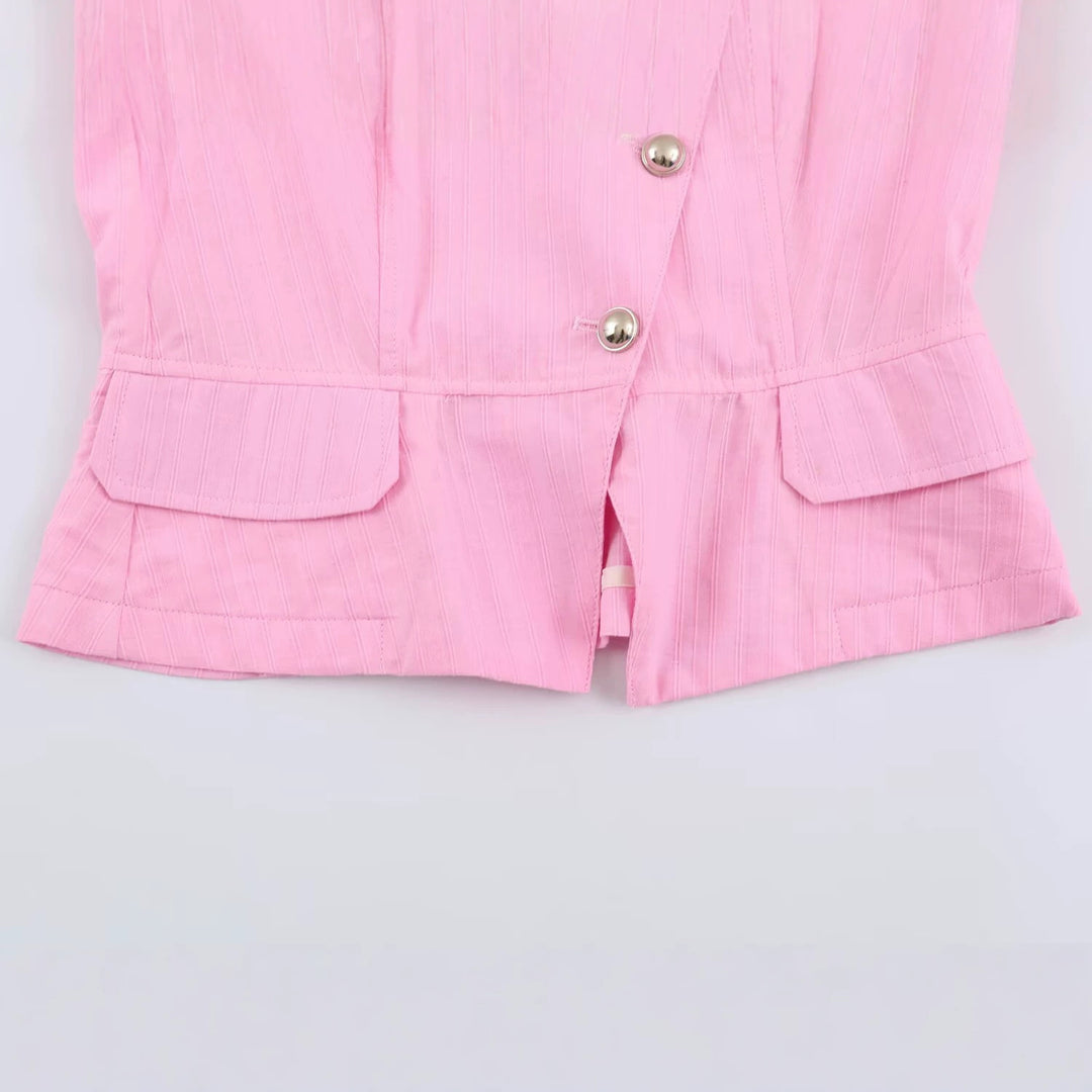 Damen Kurzjacke mit asymmetrischer Knopfleiste, Stehkragen und Zier‑Taschen Echo Archiv
