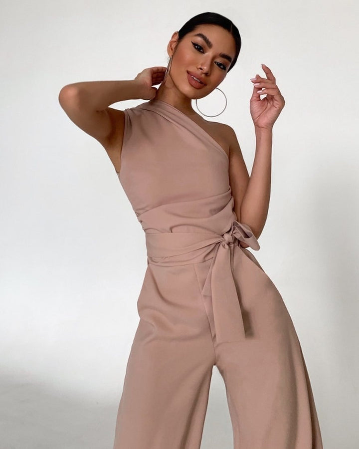 Damen One-Shoulder Jumpsuit mit weitem Bein Echo Archiv