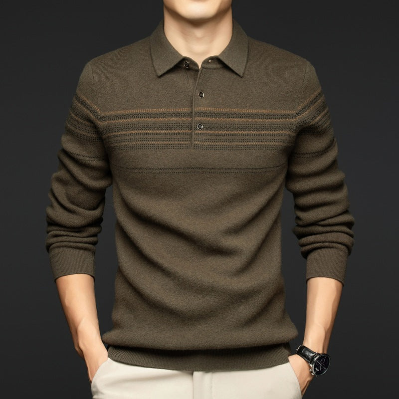 Herren stilvoller Strickpullover mit modernem Kragen und feiner Struktur Echoarchiv