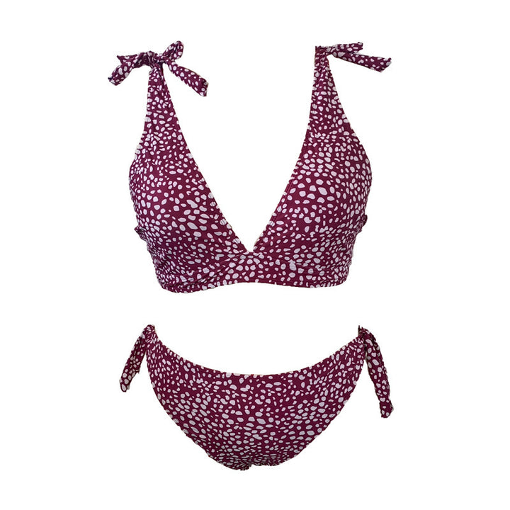 Damen Triangel-Bikini mit verspielten Schleifen und modischem Muster Echo Archiv