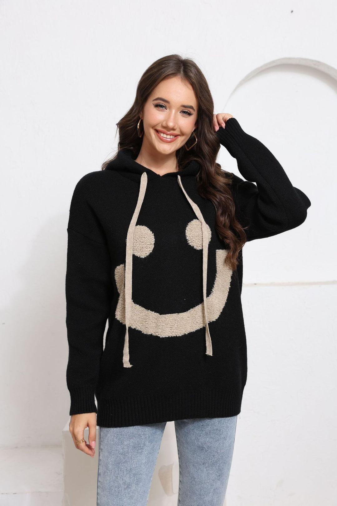Damen Gemütlicher Kapuzenpullover mit Smiley-Design Echo Archiv