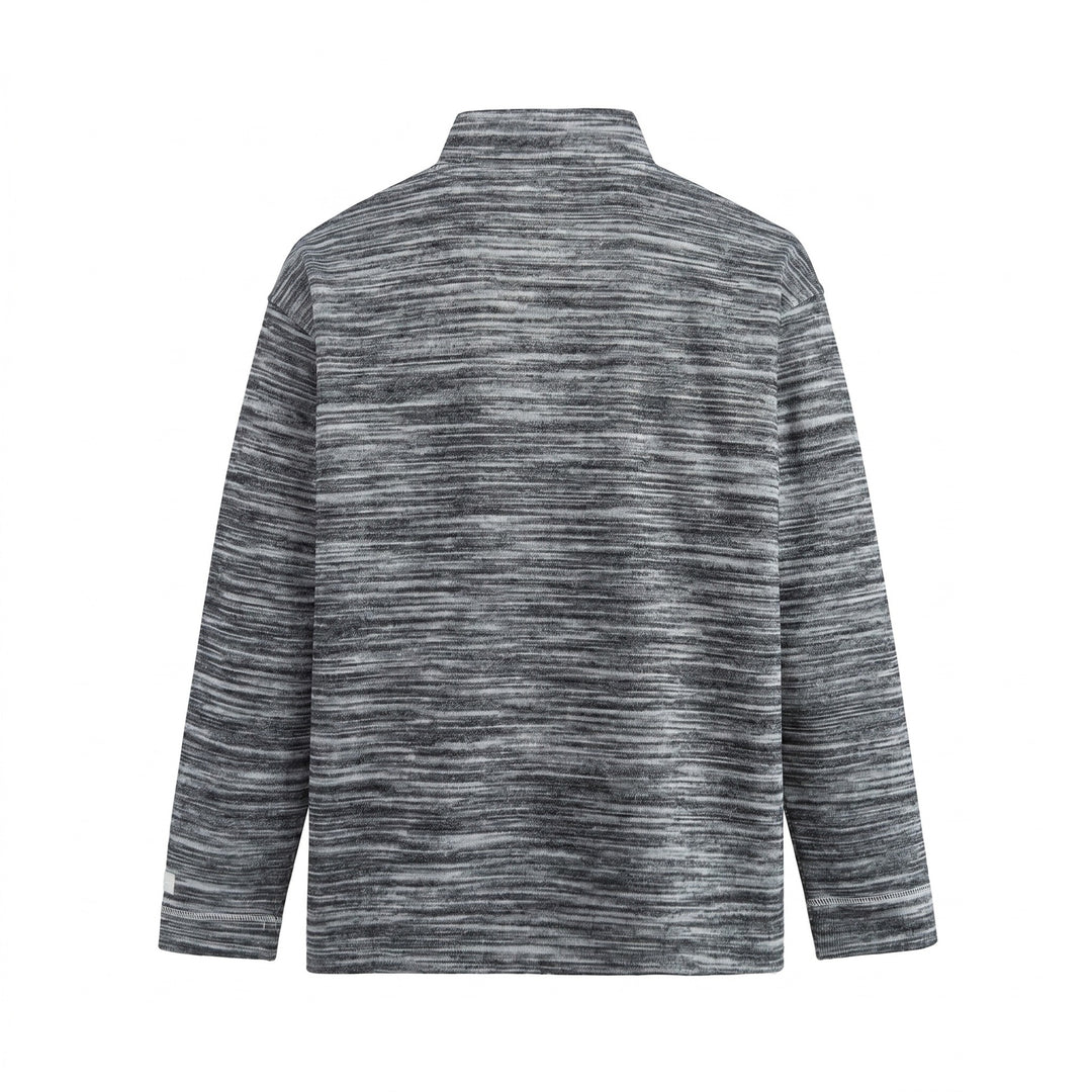 Herren Strukturierter Henley-Strickpullover mit Stehkragen und Melange-Struktur Echoarchiv