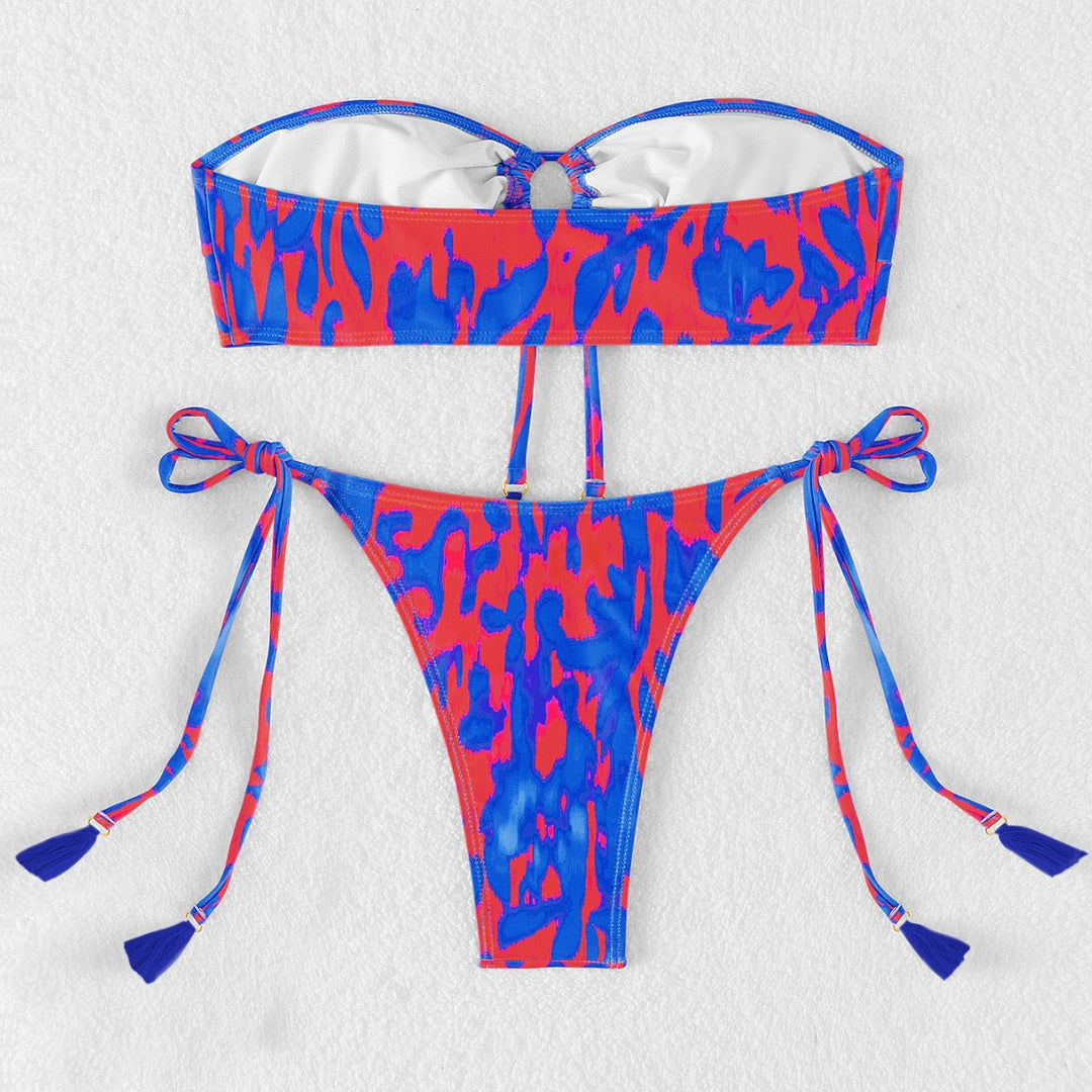 Damen Bandeau-Bikini mit stylishem Cut-Out und seitlichen Bindebändern Echo Archiv