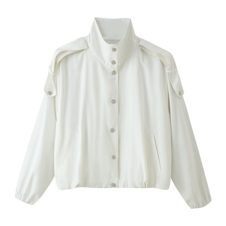 Damen Kurzblouson mit hohem Stehkragen, Schulterpatten und Druckknopfleiste Echo Archiv