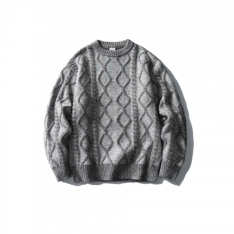 Unisex Oversize-Strickpullover mit Zopfmuster‑Jacquard, Rundhalsausschnitt und gerippten Bündchen Echo Archiv