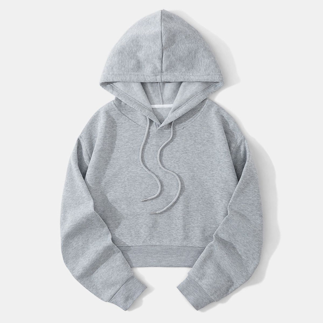 Damen nan cropped Kapuzenpullover mit weichem Fleece‑Innenfutter und elastischem Rippbund Echo Archiv
