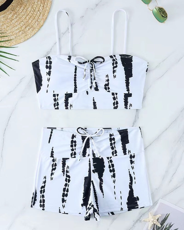 Damen Bikini mit floralem Rüschendesign und verstellbaren Trägern Echo Archiv