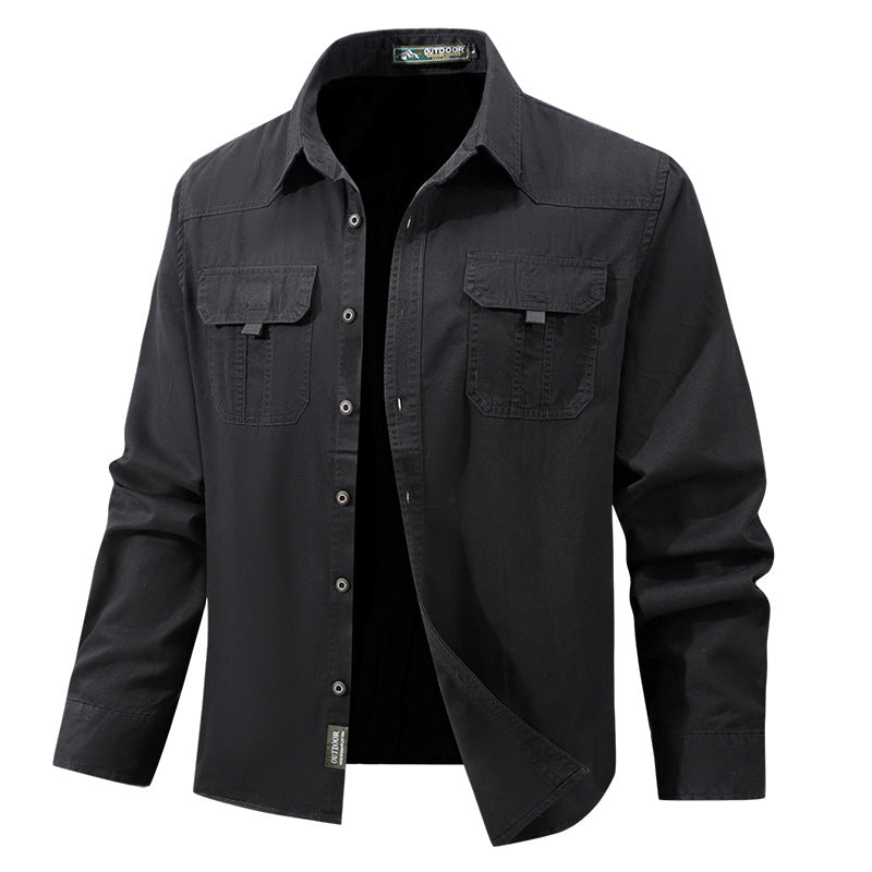 Herren nan leichtes Travel-Hemdjacke mit verdeckter Knopfleiste, aufgesetzten Klappbrusttaschen und knitterarmem Baumwoll-Stretch Echo Archiv