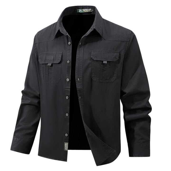 Herren nan leichtes Travel-Hemdjacke mit verdeckter Knopfleiste, aufgesetzten Klappbrusttaschen und knitterarmem Baumwoll-Stretch Echo Archiv