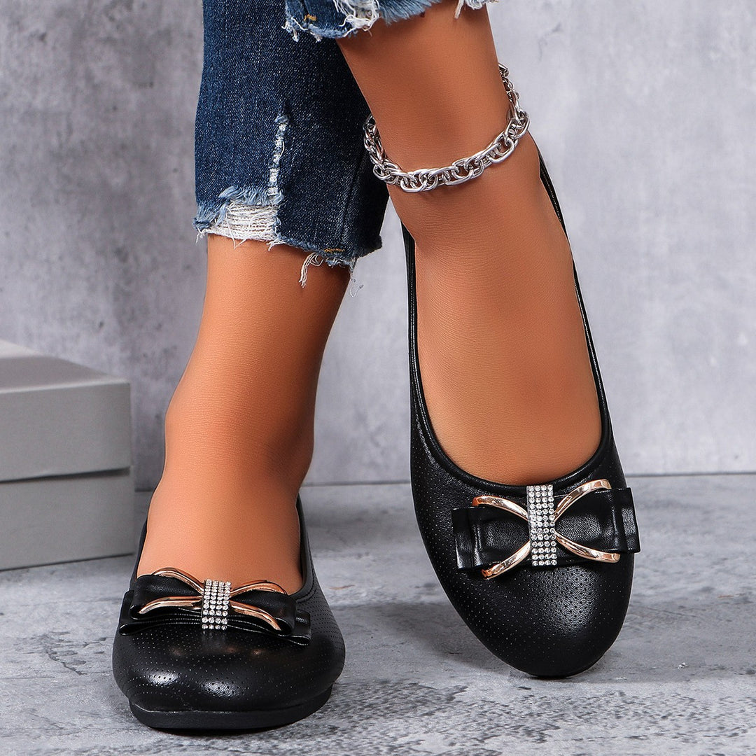 Damen filigrane Ballerina-Slipper mit dekorativer Schleifenapplikation und gepolsterter Komfortsohle – Lioré