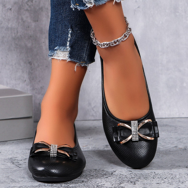 Damen filigrane Ballerina-Slipper mit dekorativer Schleifenapplikation und gepolsterter Komfortsohle – Lioré
