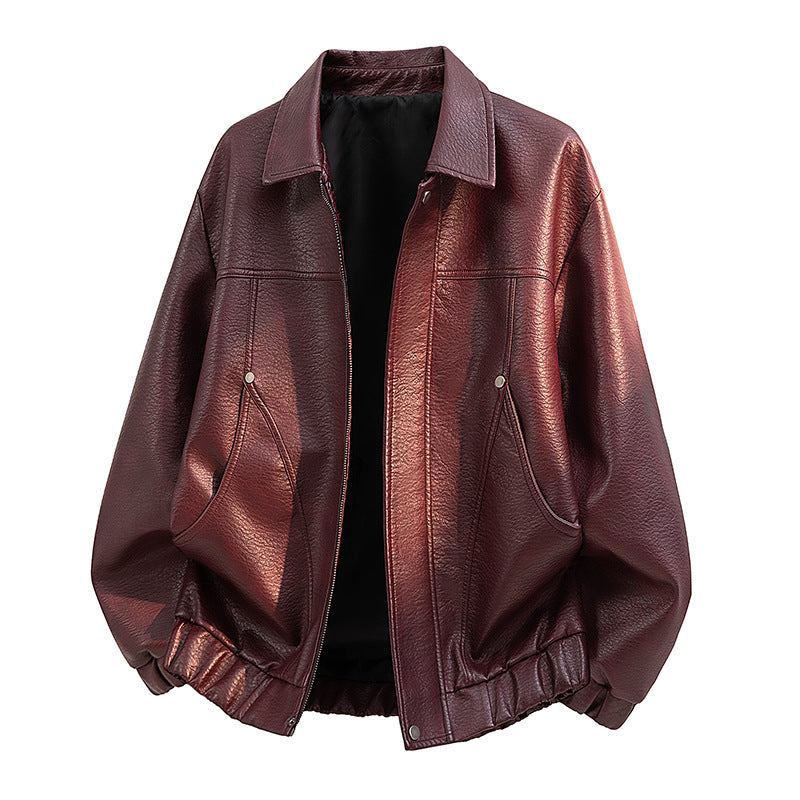 Herren Lässige Kunstlederjacke mit elastischem Bund Echo Archiv