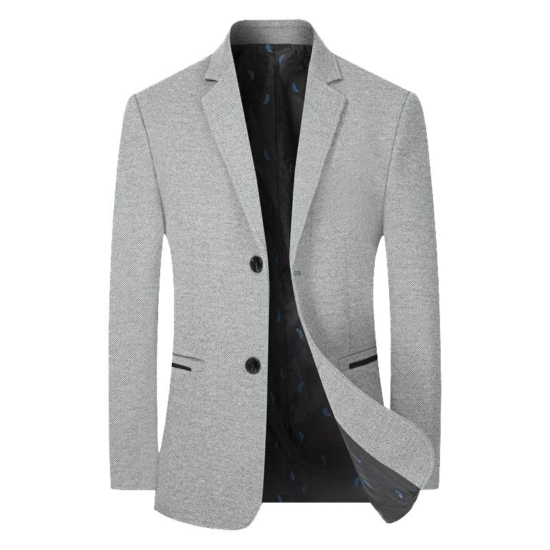 Herren Sakko Slim-Fit aus strukturierter Wollmischung mit kontrastiertem Innenfutter – Tianoro