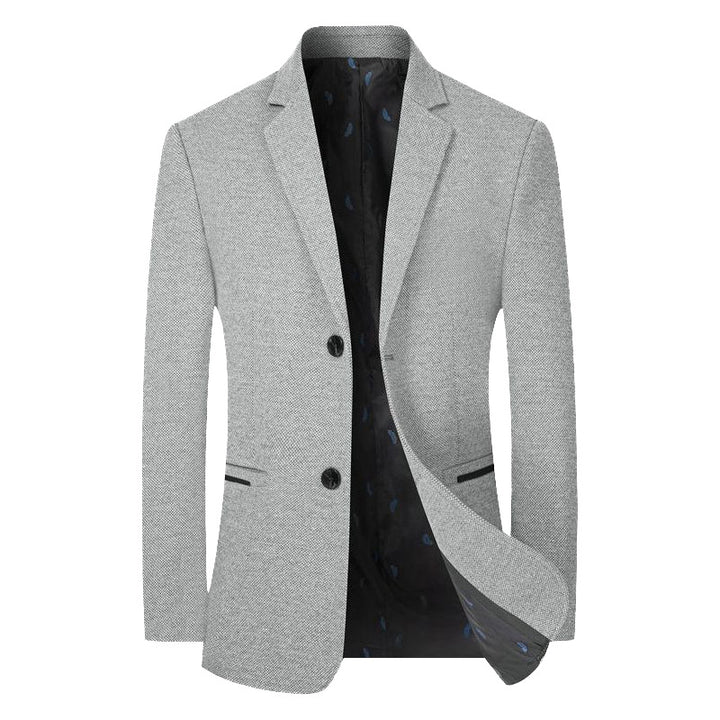 Herren Sakko Slim-Fit aus strukturierter Wollmischung mit kontrastiertem Innenfutter – Tianoro