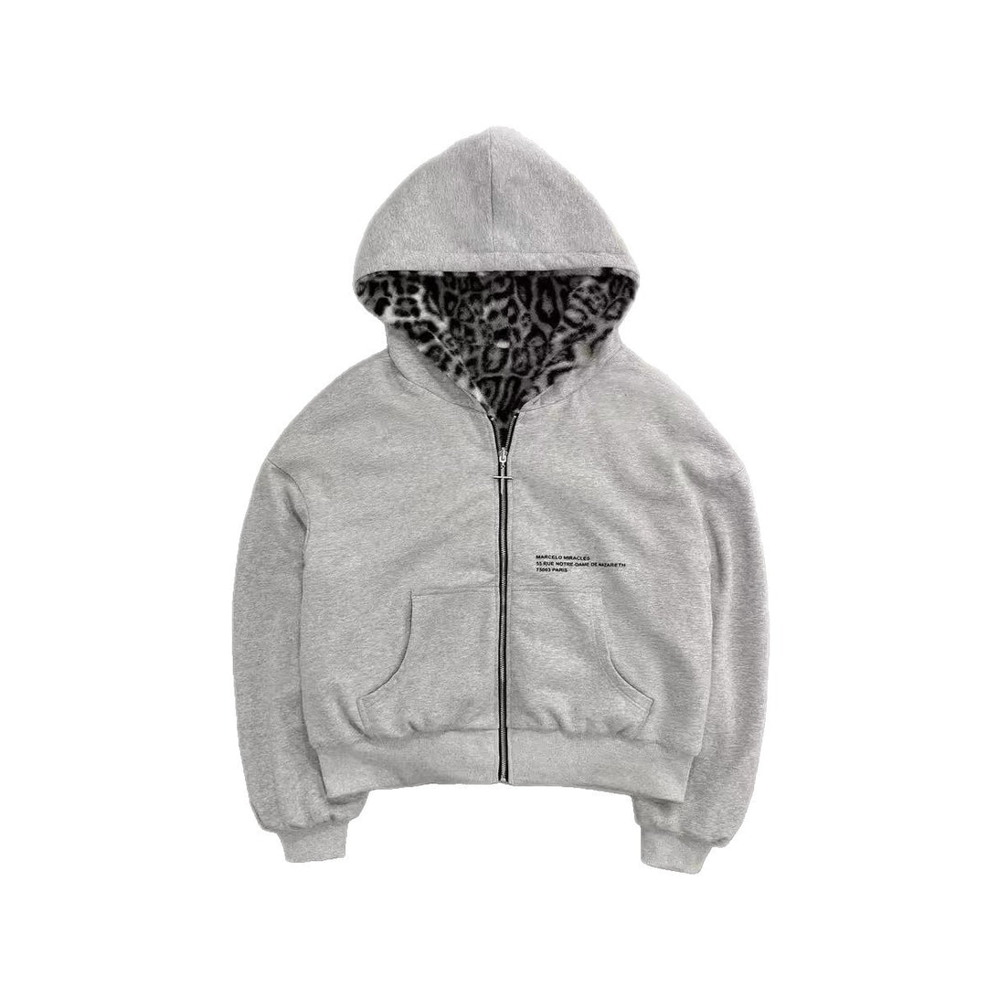 Unisex nan gefütterte Kapuzenjacke kurz geschnitten mit Kreuz-Reißverschluss Echo Archiv