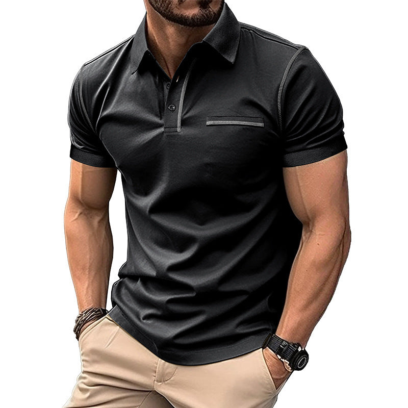 Herren elegantes Polohemd mit modischen Kontrastnähten Echoarchiv