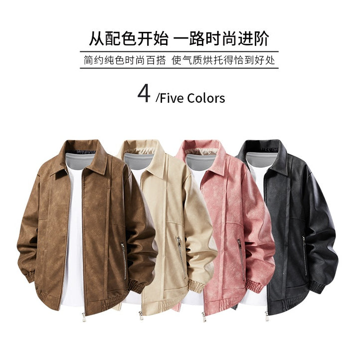 Herren Lässige Kunstlederjacke mit elastischen Bündchen Echo Archiv