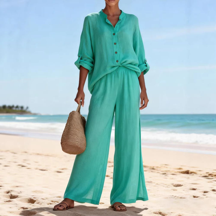 Damen Luftige Leinenbluse und weite Hose Echo Archiv