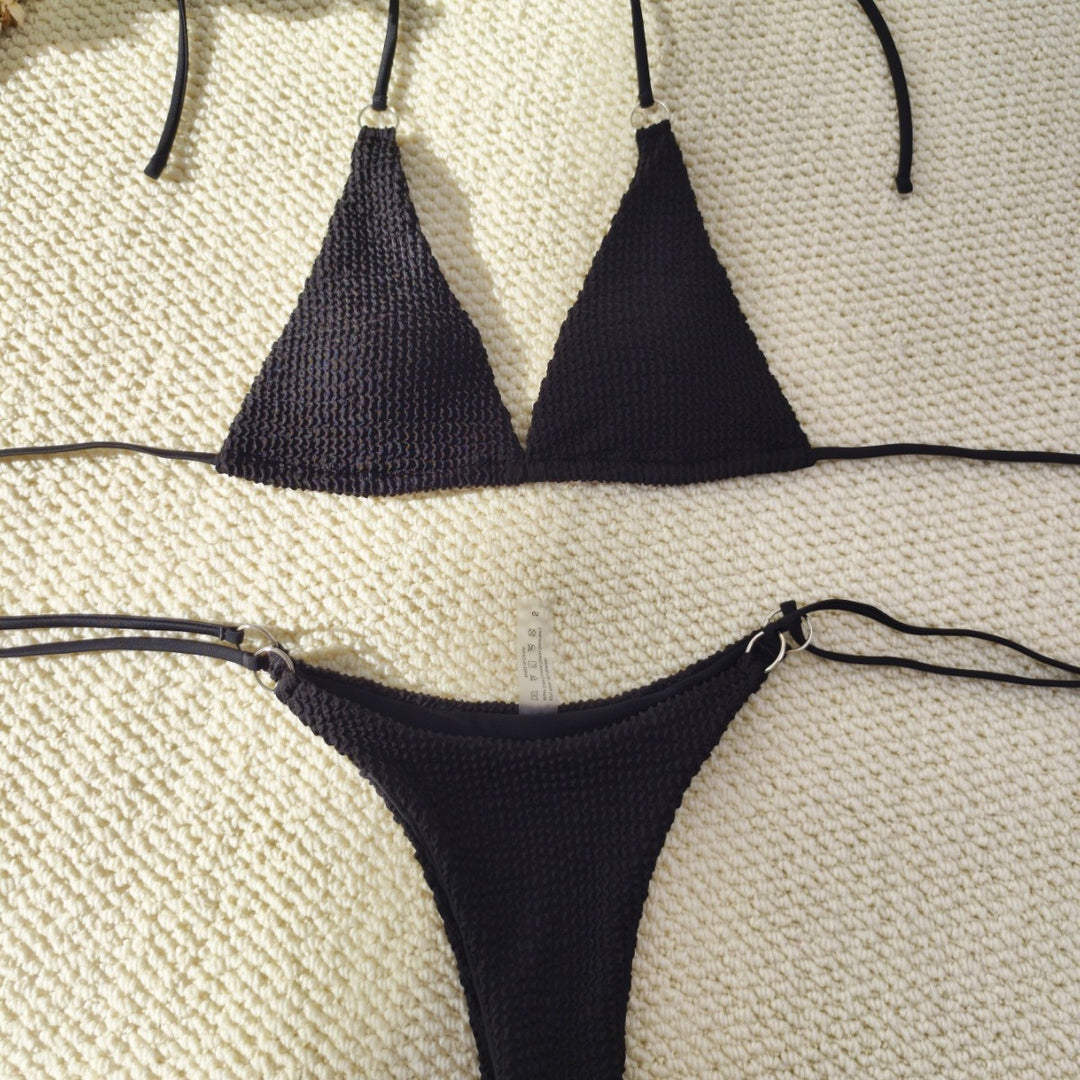 Damen Triangel-Bikini mit strukturiertem Gewebe und eleganten Ringverzierungen Echo Archiv