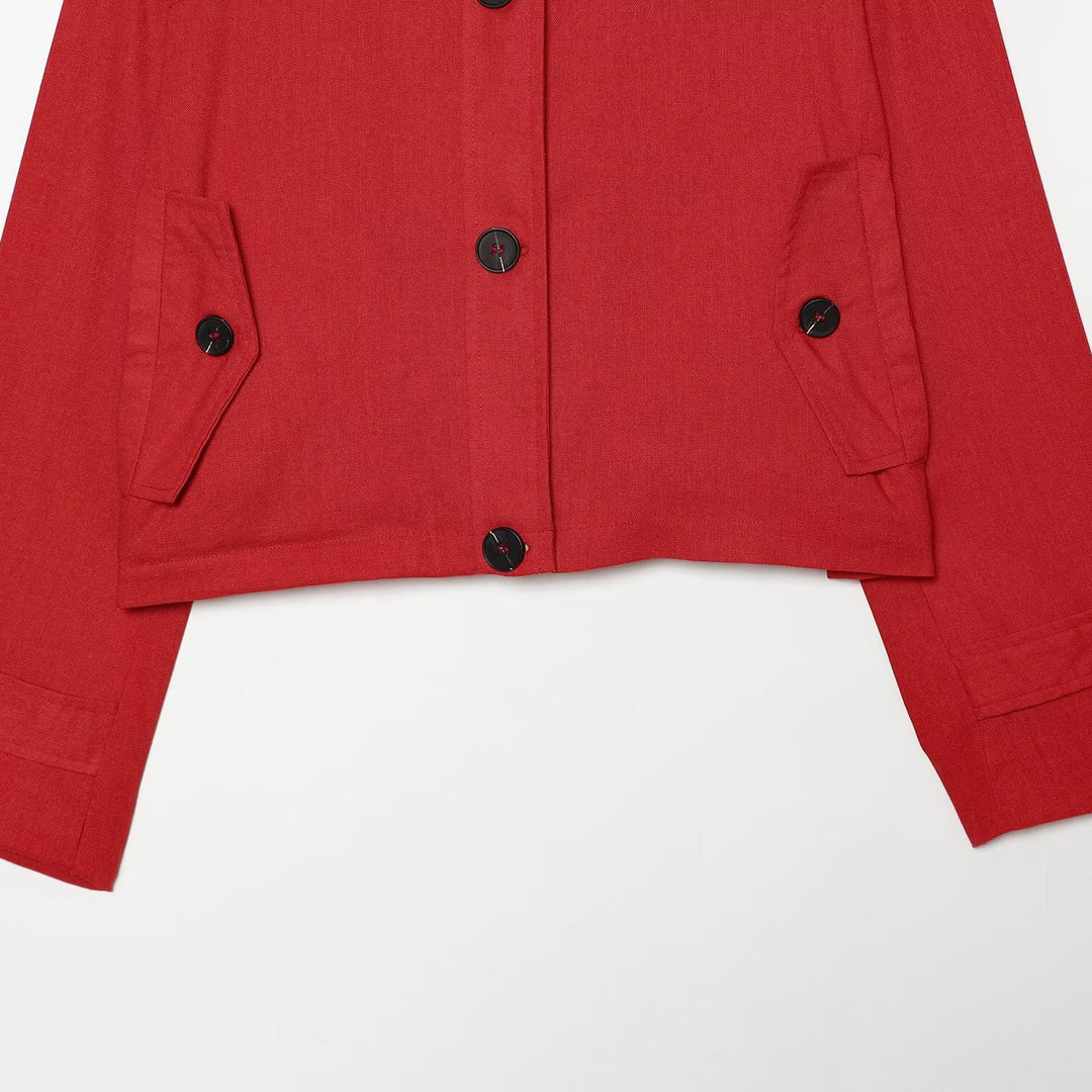 Damen Cropped Übergangsjacke im Field‑Stil mit Stehkragen und Schulterriegeln Echo Archiv