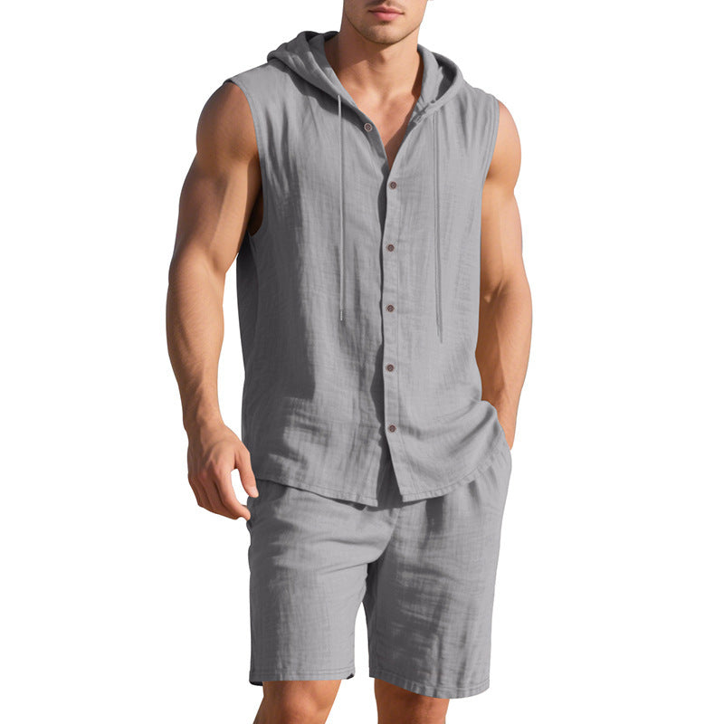 Herren lässiges Kapuzenshirt und Shorts-Set Echoarchiv