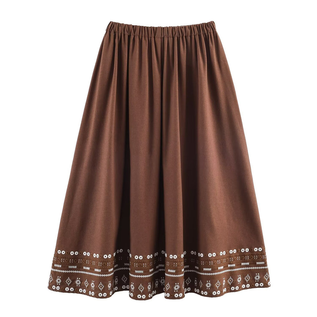 Damen zweiteiliges Blusen- und Midirock-Set mit besticktem Yoke und Pailletten Echoarchiv
