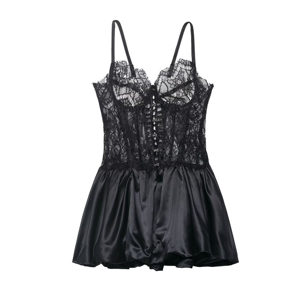 Damen Spitzen-Nachtkleid mit hochwertiger Satin-Rockpartie Echo Archiv