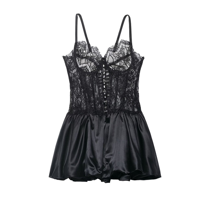 Damen Spitzen-Nachtkleid mit hochwertiger Satin-Rockpartie Echo Archiv
