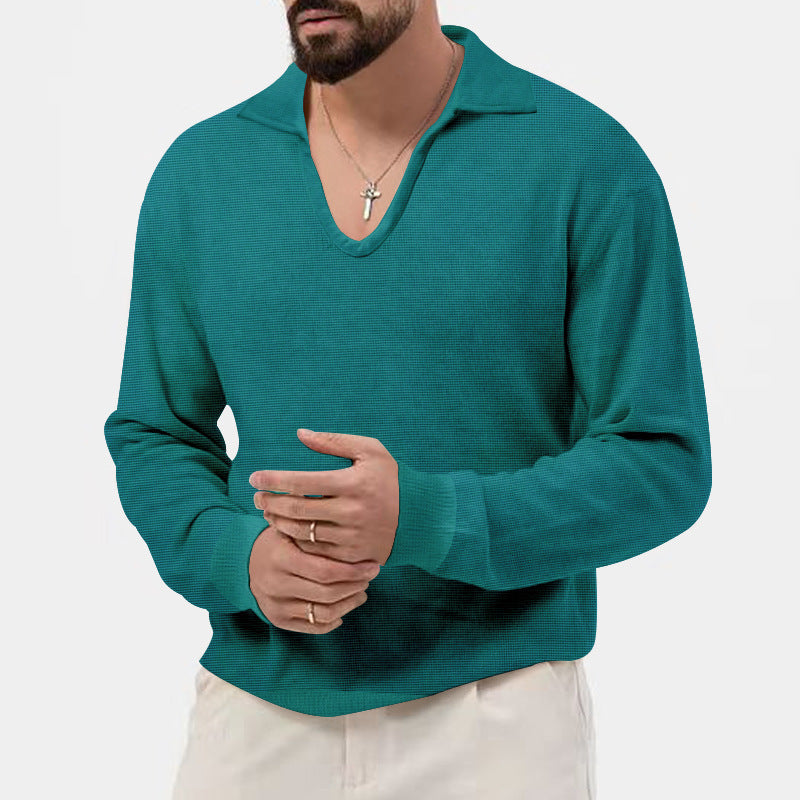 Herren eleganter Pullover mit V-Ausschnitt und strukturiertem Design Echoarchiv