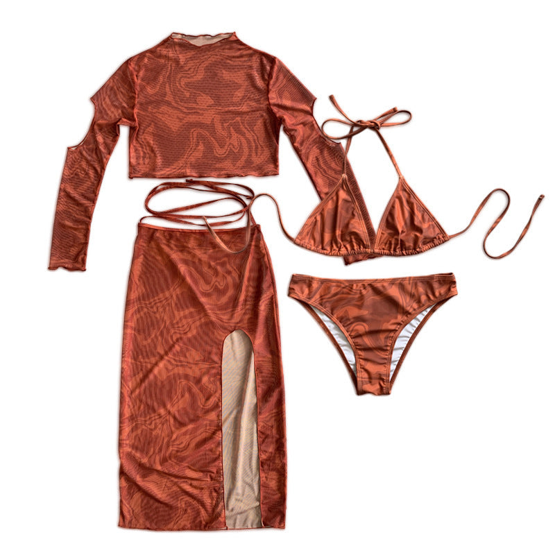Damen Elegantes und transparentes Zweiteiler-Outfit mit hoch geschnittenem Rock Echo Archiv