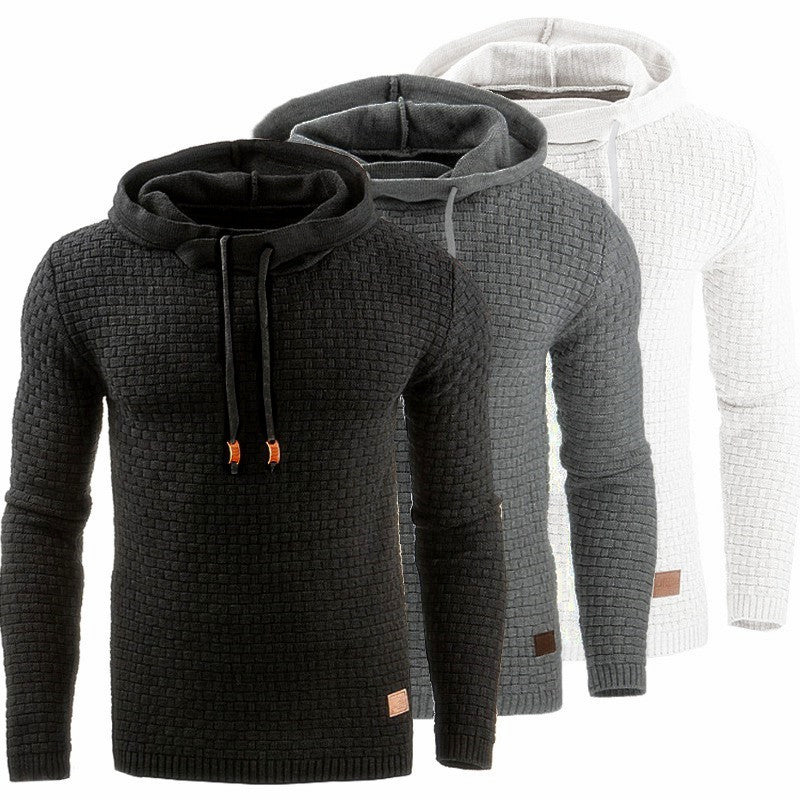 Herren Strickpullover mit strukturierter Oberfläche und integrierter Kapuze Echoarchiv