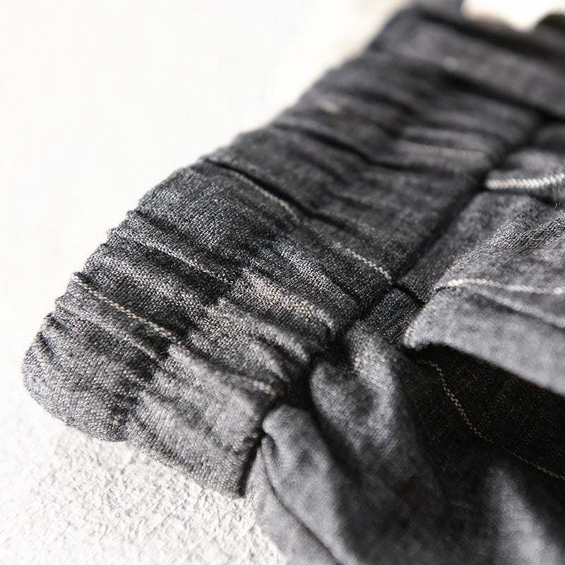 Herren lässige Hose mit elastischem Bund und Kordel schmal zulaufend Nadelstreifenoptik Echoarchiv