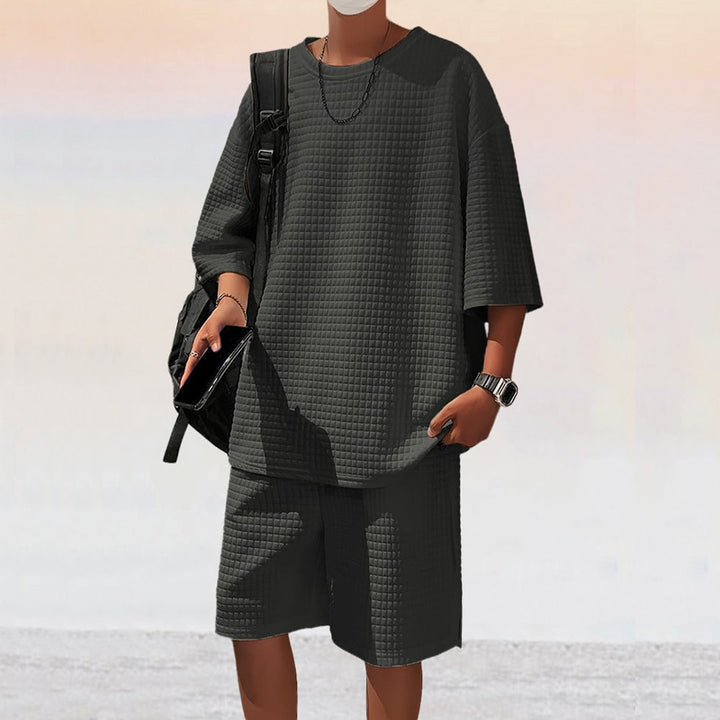 Herren lässiges Kurzarm-Oberteil und Bermuda-Shorts Set Echoarchiv