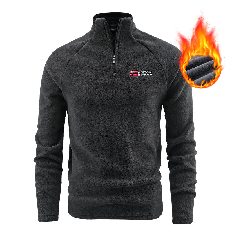 Herren Fleece-Halbzip-Pullover mit stehendem Kragen und atmungsaktivem Thermofleece Echoarchiv