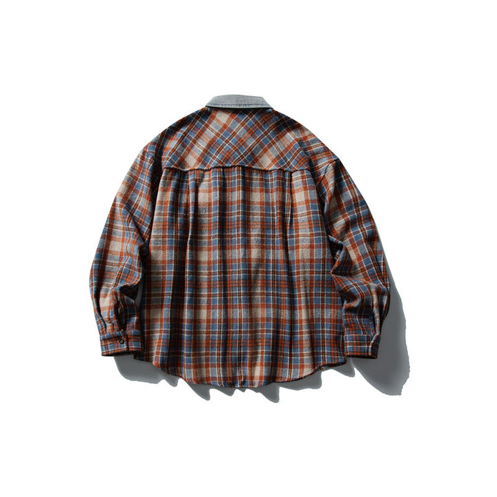 Herren Relaxed-Fit Karo-Flanell Hemdjacke mit Cordbesatz Echoarchiv