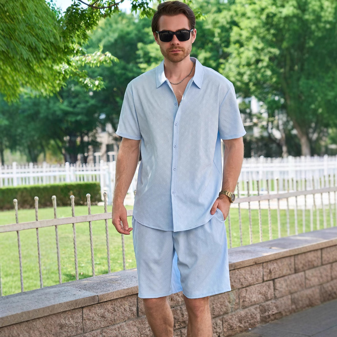 Herren lässiges Kurzarmhemd und kurze Hose Set Echoarchiv
