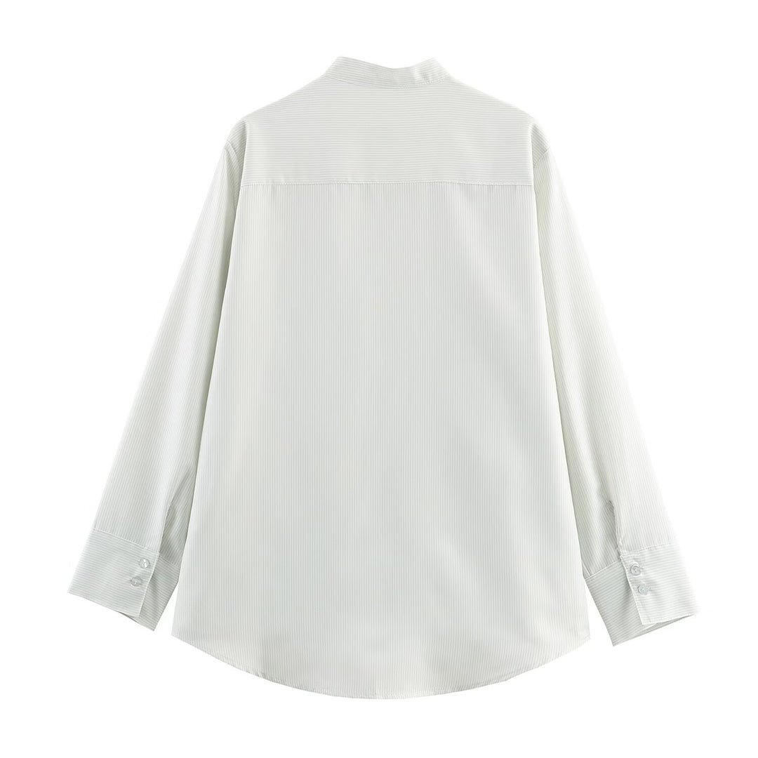 Damen Oversize-Hemdbluse mit Stehkragen, Brusttasche und abgerundetem Saum Echo Archiv