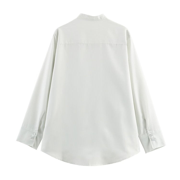 Damen Oversize-Hemdbluse mit Stehkragen, Brusttasche und abgerundetem Saum Echo Archiv