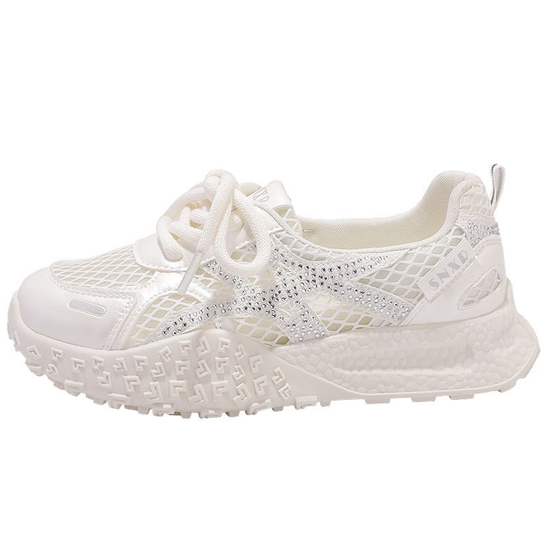 Damen Atmungsaktive Sneaker mit modischem Netzdesign und Glitzerakzenten Echo Archiv