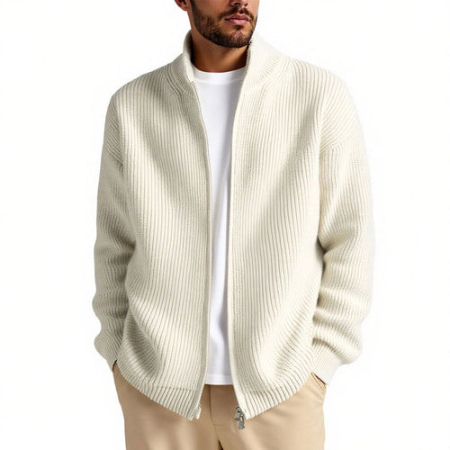 Herren Strickjacke mit hohem Kragen und praktischem Reißverschluss Echoarchiv